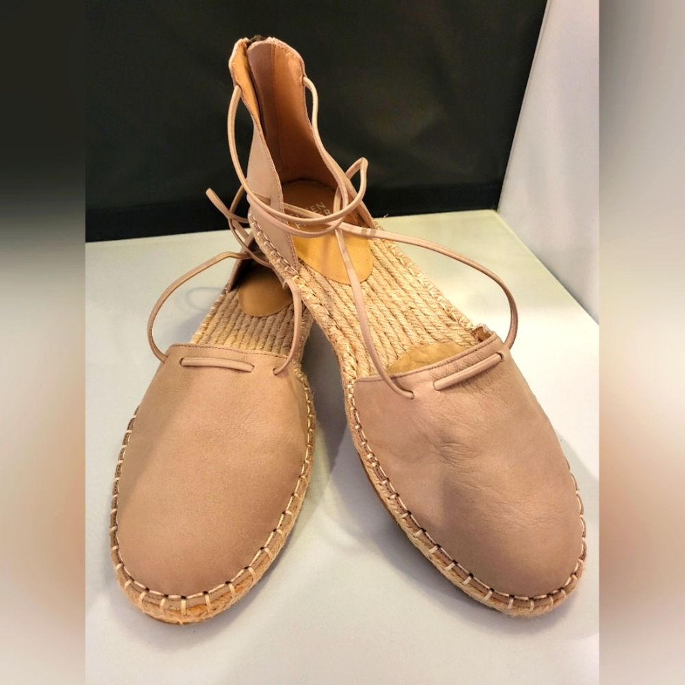 NEW Eileen Fisher Lace Leather Espadrille Sandals - Size 9.5